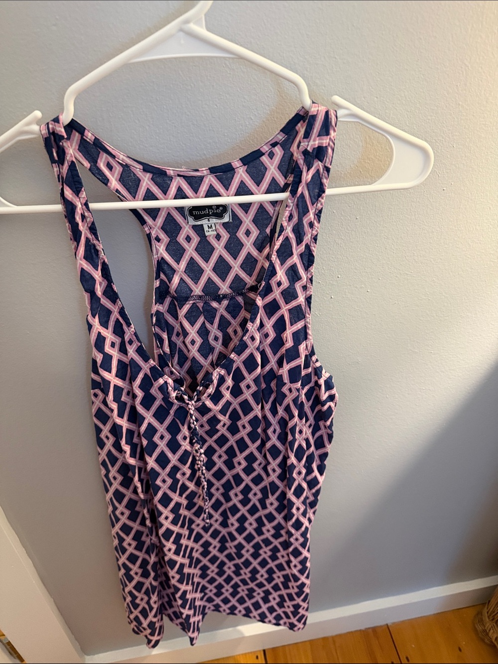 Mud Pie Navy and Pink Geo Racerback Swim Coverup